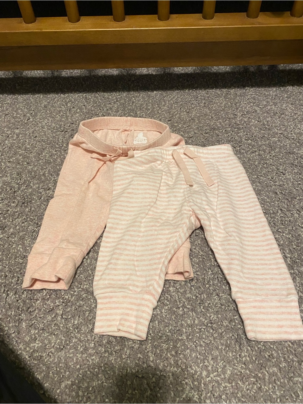 GAP Baby Pink Striped Knit Pants Set (3-6 months)